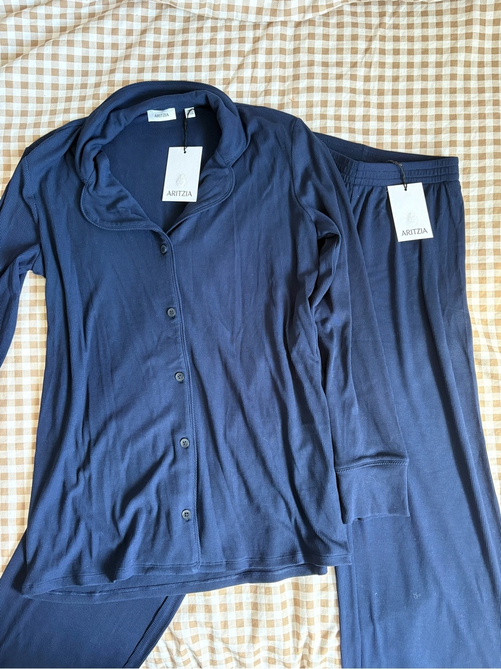 Aritzia Deep Navy Button-Up Pajama Set